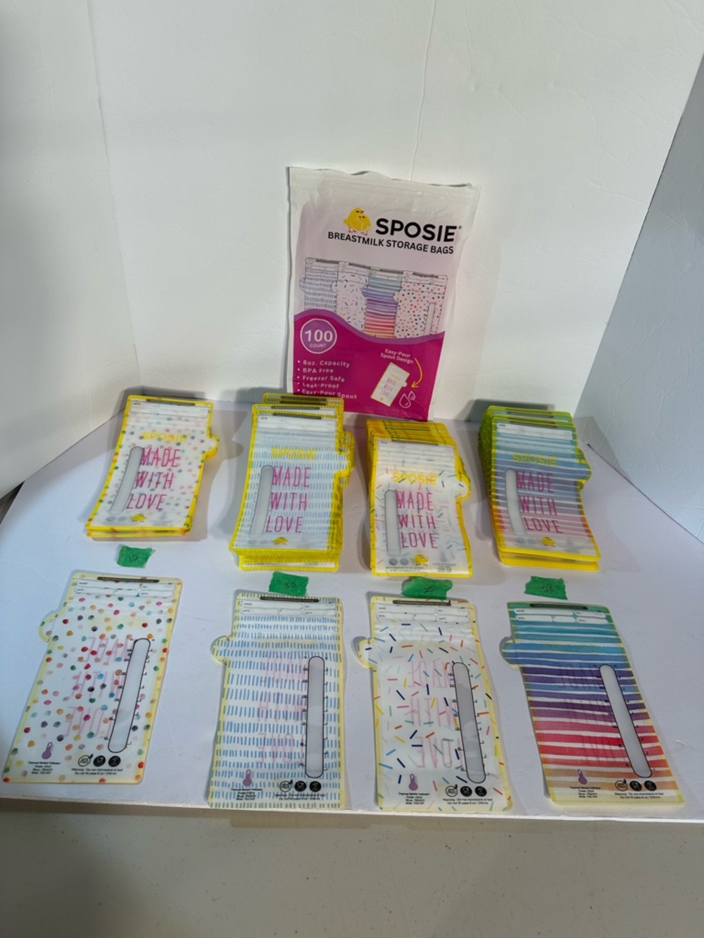 Sposie Breastmilk Storage Bag Freezer Bags with Pour Spout 8 Oz 100 Count *Open*